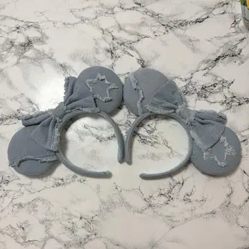 하자품 새상품 디즈니 리조트 머리띠 데님 데미지풍 리본 TDR