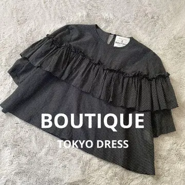 도쿄 드레스 BOUTIQ 블랙 도트 프릴 상의