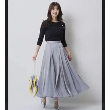 JUSGLITTY 스파크 쉬폰 바닥 플레어 스커트 라메 반짝임