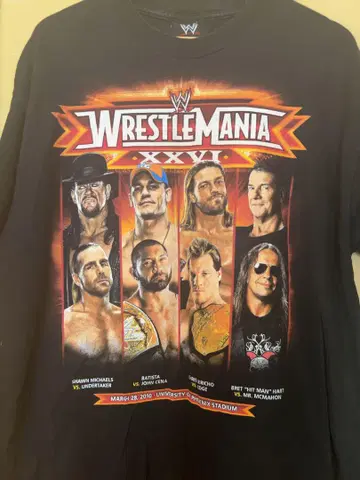 WWE 레슬매니아 XXVI 프린트 티셔츠 프로레슬링 티셔츠