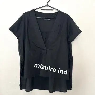 mizuiro ind 반팔 셔츠 블라우스 상의 코튼 블랙