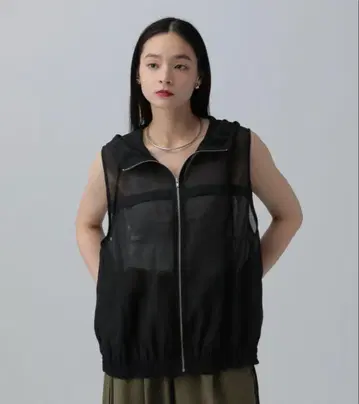 시어 후드 지퍼 베스트