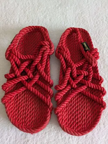 새상품급 Gurkees 가키즈 비건 로프 샌들 23.5cm 레어 레드