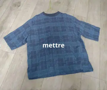 mettre 시어 체크 무늬 7부 소매 티셔츠