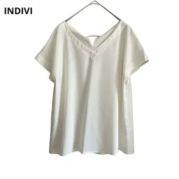 (1085) Indivi 블라우스 상의 화이트 V넥 38