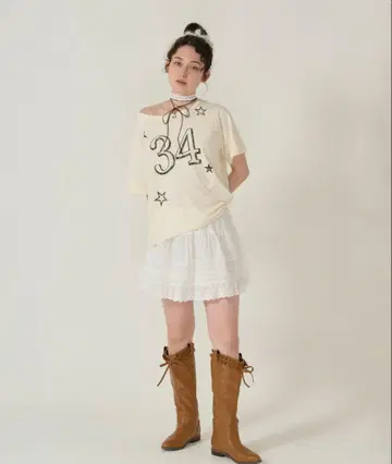 헴 레이스 개더 미니 스커트 TINA: JOJUN