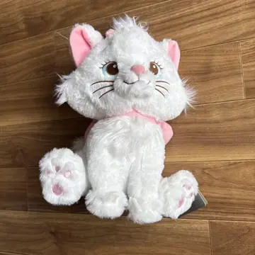 디즈니 마리 세련된 캣 봉제 인형 핑크 리본 포함