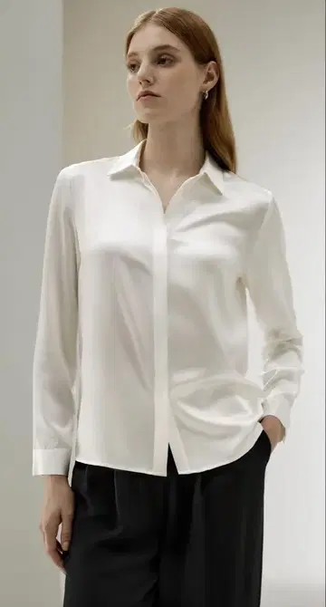 Lily Silk 고급스러운 숨겨진 버튼 디자인의 긴팔 실크 셔츠 XS