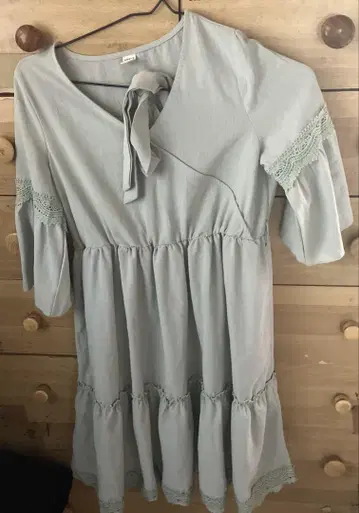 SHEIN 라이트 그린 7부 소매 원피스 12-13Y