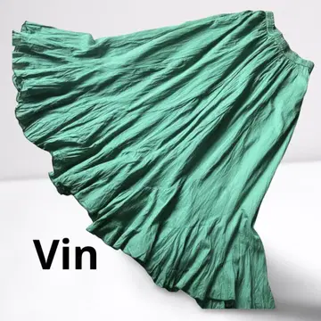 [새상품급] 야마다야 Vin 코튼 100% 롱 플레어 스커트 그린
