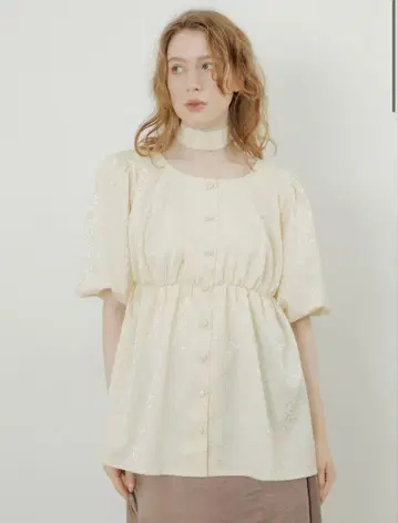 yourmle 유암르 잭카드 펠럼 블라우스