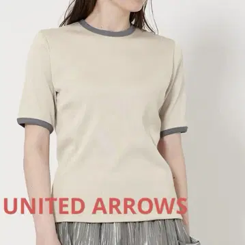 새상품 UNITED ARROWS 리브 바이컬러 파이핑 티셔츠