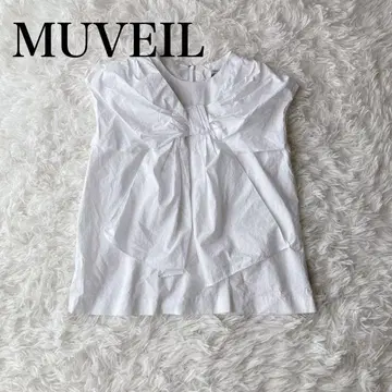 MUVEIL 뮤베일 슬리브리스 블라우스 화이트 여름 리본