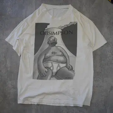 90's 심슨 캘빈클라인 패러디 티셔츠 L-XL 사이즈 정도 화이트