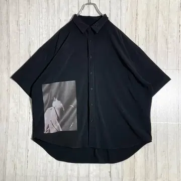 옷깃 자수 포토 프린트 블랙 오버 사이즈 빅 루즈 2XL 상당