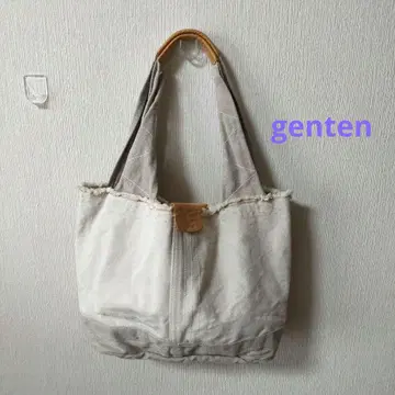 genten 토트백 아이보리&그레이 베이지 내부 포켓 있음