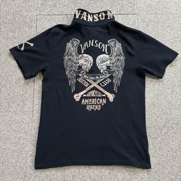 VANSON 스컬 그래픽 피케 셔츠 블랙