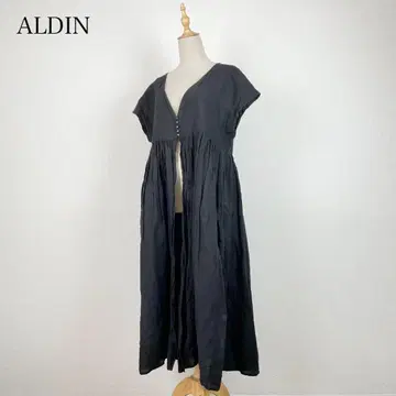 ALDIN 린넨 100 프론트 오픈 원피스 가디건 에이프런