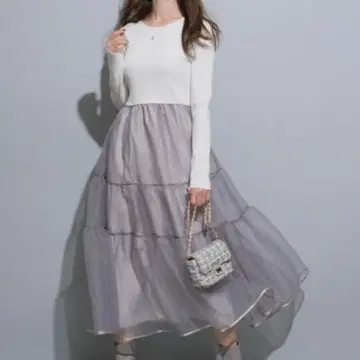 아푸와이저 리셰 24SS 시어 티어드 도킹 원피스 M 화이트