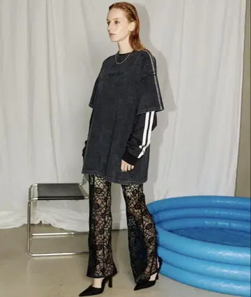 maison Special 블루 레이스 플레어 팬츠 택 포함 새상품