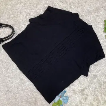 컨디션 최상 언타이틀 반팔 블라우스 블랙 플리츠 비익 버튼 넉넉한 2 M