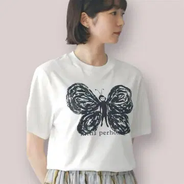미나 페르호넨 30주년 깃털 꽃 티셔츠 화이트 M 사이즈 미사용 새상품