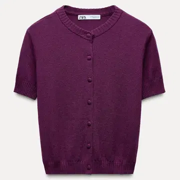ZARA 자라 베이직 플레인 반팔 가디건 M
