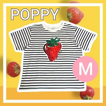 POPPY 딸기 프린트 티셔츠 M 사이즈 아사기뇨 strawberry