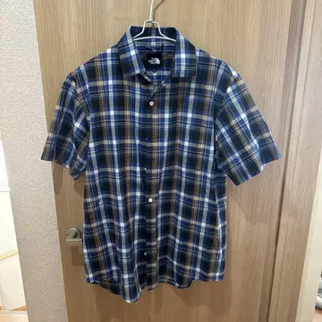 THE NORTH FACE 체크 무늬 반팔 셔츠 XL