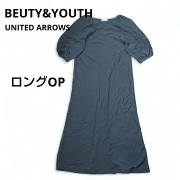 BEUTY&YOUTH UNITEDARROWS 오분 소매 롱 원피스 그린