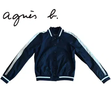 agnes b. 버튼 다운 자켓 블루종 바시티 자켓/네이비