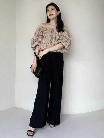 anuans 투 턱 와이드 팬츠