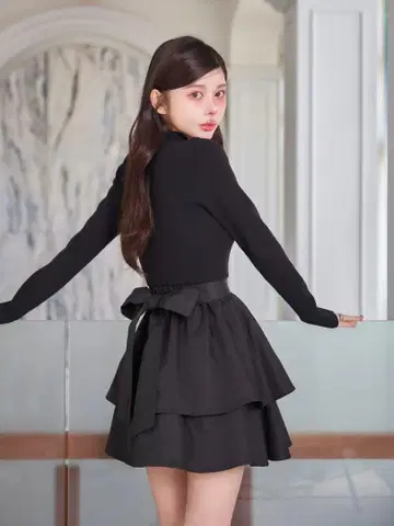 Darich 미니 원피스 프릴 리본 원피스