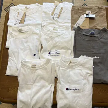 챔피온 티셔츠 L XL 화이트 그레이 브라운 세트