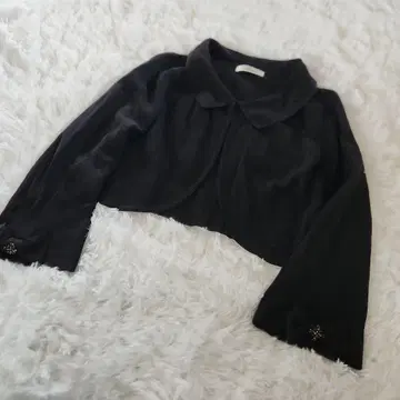 갤러리 비스콘티 가디건 볼레로 비즈 블랙 검정 M 코튼