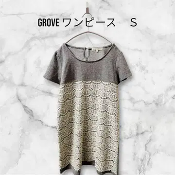 GROVE 반팔 원피스 레이스 S 그레이/화이트 튜닉
