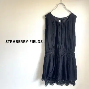 STRABERRY-FIELDS 슬리브리스 튜닉 레이스 장식 블랙