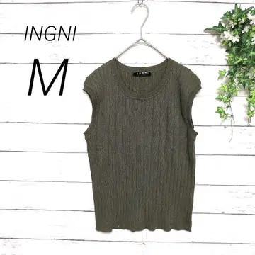 잉그 INGNI 리브 니트 슬리브리스 니트 썸머 니트 M 카키