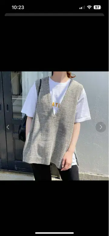 Spick & Span 린넨 트위드 V 넥 베스트