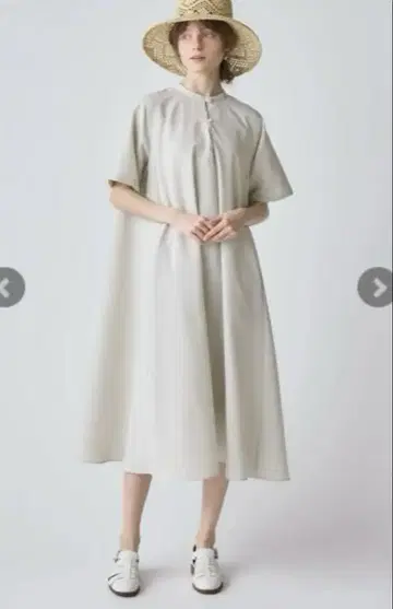 반팔 A 라인 드레스 (다크 그레이)