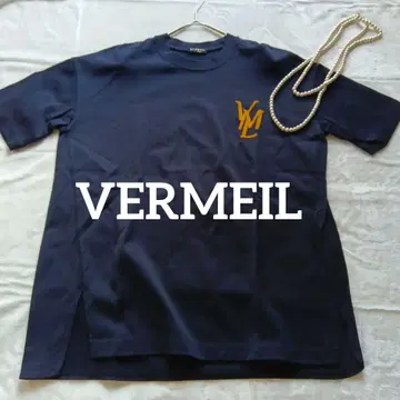 새상품 VERMEIL 체인 자수 티셔츠 네이비