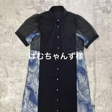 HARE 반팔 원피스 블랙 파랑 시스루