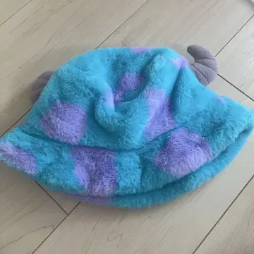 디즈니 귀도리 모자 스카이블루와 보라색 도트 58cm