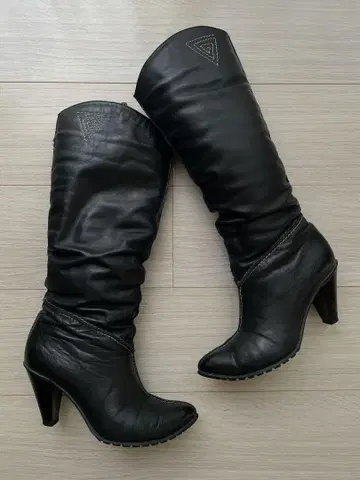 블랙 니하이 부츠 힐 EUR38