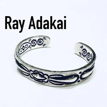 Ray Adakai 더블 스탬프 뱅글 실버 블레스 NAVAJO