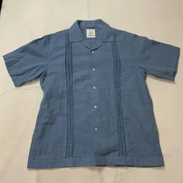 S/S 솔트 앤 페퍼 반팔 셔츠 쿠바 셔츠 L 라이트 블루