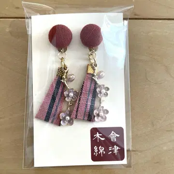 귀걸이 아이즈 목화 핑크 꽃 기모노 일본풍 패턴