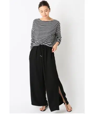 두지엠 클라세 드로스트 슬릿 와이드 팬츠 블랙