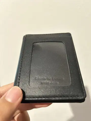 블랙 가죽 패스 케이스 투명 포켓 부착