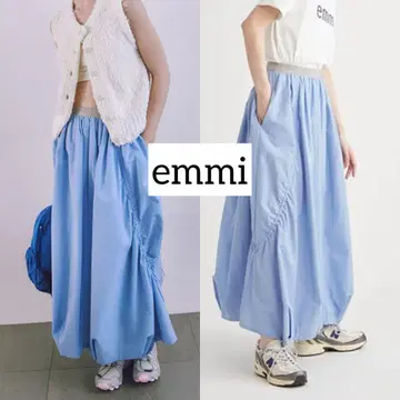 반값 이하 emmi 에미 로고 자카드 밴딩 스커트 롱 스커트